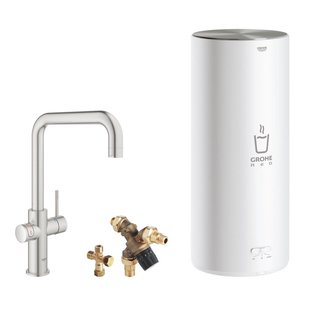 Kokendwaterkraan GROHE Red New Duo met U Uitloop en L Size Boiler RVS