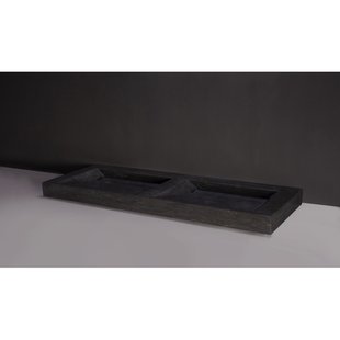 Wastafel Forzalaqua Stockholm Hardsteen Gezoet Met 2 Kraangaten 140,5x51,5x9,5 cm