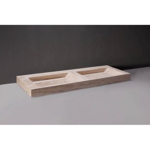 Wastafel Forzalaqua Bellezza Doppio Travertin Gezoet 140,5x51,5x9 cm Zonder Kraangat