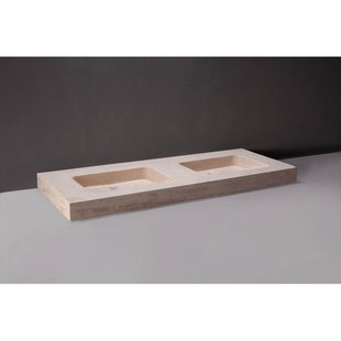 Wastafel Forzalaqua Napoli Travertin Gezoet 160x60x9 cm 2 Kraangaten