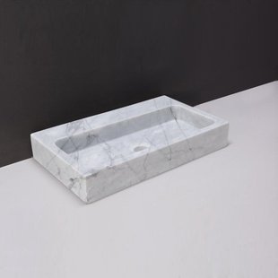 Wastafel Forzalaqua Taranto Carrara Gepolijst 50x30x8 cm Grijs Met Kraangat