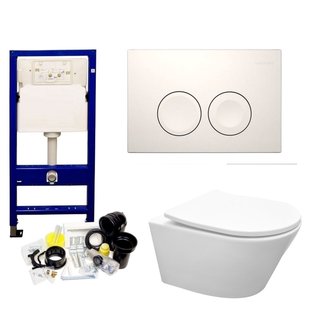 Geberit UP100 Toiletset set37 Wiesbaden Vesta Rimless Mat wit met Delta Drukplaat
