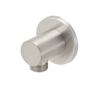 BWS Luxe Messing Muur Doucheaansluiting Rond 1/2 Geborsteld Staal