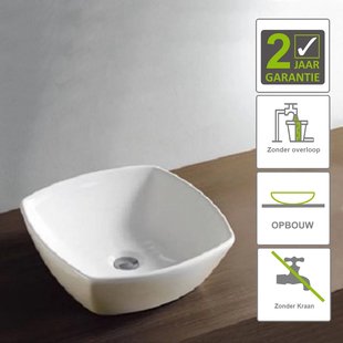 BWS Hestia Waskom 420x420x135mm Keramiek Zonder Overloop Wit