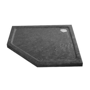 Douchebak Natuursteen Sanilux Jory 90x90x4cm Vijfhoek Zwart/bruin Radius 55cm