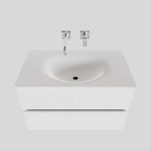 Badkamermeubel Solid Surface BWS Stockholm 80x46 cm Mat Wit (zonder kraangat)