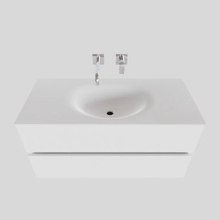 Badkamermeubel Solid Surface BWS Stockholm 100x46 cm Midden Mat Wit (zonder kraangat)