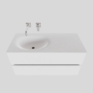 Badkamermeubel Solid Surface BWS Stockholm 100x46 cm Links Mat Wit (zonder kraangat)