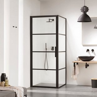Douchecabine Sealskin Soho Matzwart 90x90cm 210cm Hoog Helderglas 8mm