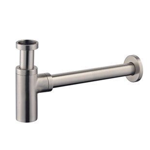 BWS Bekersifon Luxe Rond 5/4 RVS Look (Inclusief Muurbuis en Rozet)