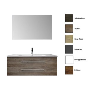 Badkamermeubelset Sanicare Q15 2 Laden Grey-Wood (spiegel optioneel)