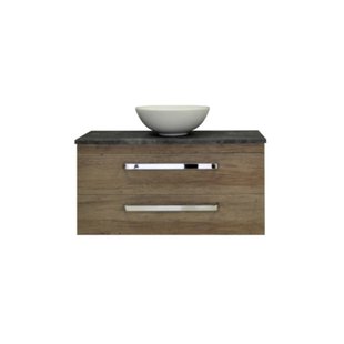 Badkamermeubelset Sanicare Q11 2 Laden 100cm Truffel (spiegel optioneel)