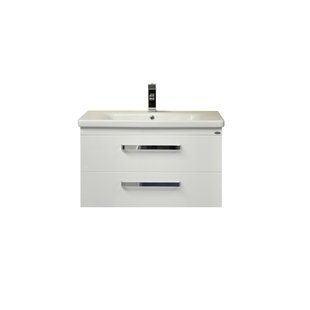 Badkamermeubelset Sanicare Q10 2 Laden 80cm Hoogglans Wit (spiegel optioneel)