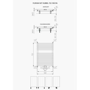 Designradiator Florion Nxt Dubbel 72,2 x 50 cm 505 Watt met Middenaansluiting Wit