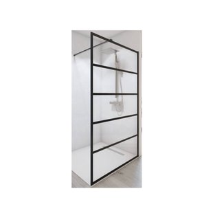 Inloopdouche BWS Free Time met Zwarte Banen 100x200cm 8mm Mat Zwart