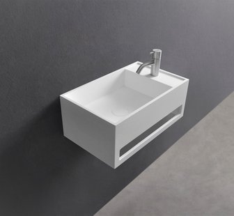 Wastafel Ideavit Solidcube-TB 50x30x20 cm Inclusief Handdoekhouder Solid Surface Mat Wit