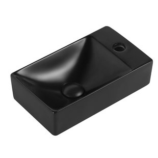 Fontein BWS Mini 37.5x22x10 cm Mat Zwart (kraangat rechts)