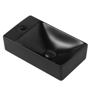 Fontein BWS Mini 37.5x22x10 cm Mat Zwart (kraangat links)