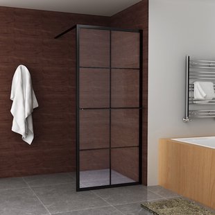 BWS Inloopdouche met Handdoekbeugel 100x200cm 10mm NANO Coating Zwart