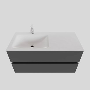 Badkamermeubel Solid Surface BWS Oslo 100x46 cm Links Mat Antraciet (met 1 kraangat)