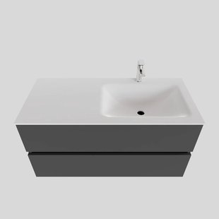 Badkamermeubel Solid Surface BWS Oslo 100x46 cm Rechts Mat Antraciet (met 1 kraangat)