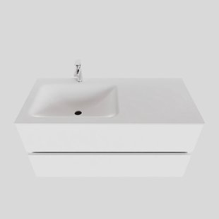 Badkamermeubel Solid Surface BWS Oslo 100x46 cm Links Mat Wit (met 1 kraangat)