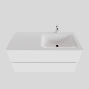 Badkamermeubel Solid Surface BWS Oslo 100x46 cm Rechts Mat Wit (met 1 kraangat)