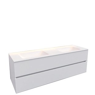 Badkamermeubel Solid Surface BWS Oslo 150x46 cm Midden Mat Wit (zonder kraangaten) Badkamermeubel Solid Surface BWS Oslo 150x46 cm Midden Mat Wit (zonder kraangaten)