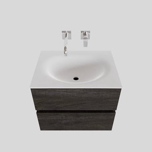 Badkamermeubel Solid Surface BWS Stockholm 60x46 cm Wood Dark Brown (0 kraangaten)