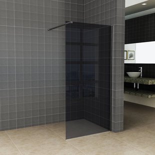 BWS Inloopdouche Pro Line Rookglas 110x200 8mm Nano Coating Mat Zwart Profiel en Stang