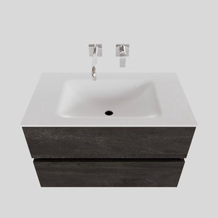Badkamermeubel Solid Surface BWS Oslo 80x46 cm Wood Dark Brown (0 kraangaten)