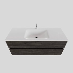 Badkamermeubel Solid Surface BWS Oslo 120x46 cm Midden Wood Dark Brown (met 1 kraangat)