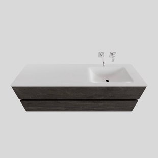 Badkamermeubel Solid Surface BWS Oslo 150x46 cm Rechts Wood Dark Brown (0 kraangaten)