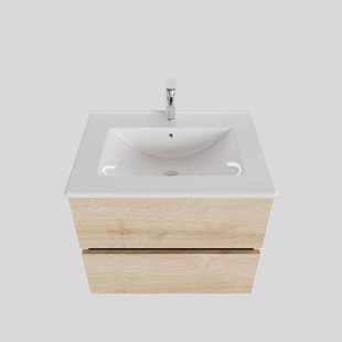 Badkamermeubel BWS Helsinki 60x46cm Keramiek Wood Washed Oak 2 Laden (1 kraangat)