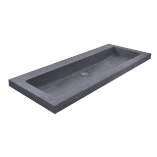 BWS Wastafel Hardsteen 100x46x5 cm 0 Kraangaten Mat Zwart
