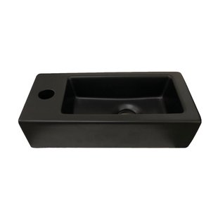 Fontein Best Design Farnetta 37x18x9cm Kraangat Links Mat Zwart