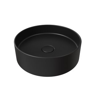 Opbouw Waskom Salenzi Hide Circle 40x12 cm Mat Zwart (inclusief bijpassende afvoerplug)