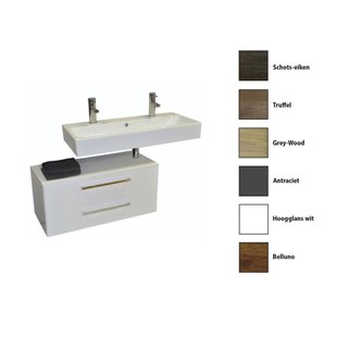 Badkamermeubelset Sanicare Q17 100 cm Grey-Wood (spiegel optioneel)