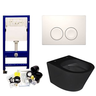 Geberit UP100 Toiletset set45 Wiesbaden Vesta Rimless Mat Zwart Met Delta drukplaat