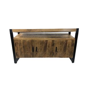 OUTLET Onderkast BWS Mango Wood 135x45x90 cm Met Mat Zwart Metaal