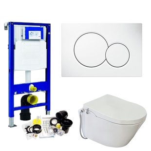 Geberit UP320 Toiletset set46 Wiesbaden Luxe Douchewc Stroomloos Met Metro Pot Sigma Drukplaat