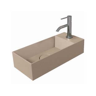 Fontein Salenzi Spy 45x20 cm Mat Taupe Kraangat Rechts (inclusief bijpassende waste)