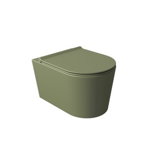 Wandcloset Salenzi Civita 50x35x36.5cm Keramiek Rimless Mat Legergroen (excl. zitting)