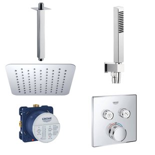 Grohe | BWS | SmartControl Inbouw Doucheset Vierkant Met Hoofddouche 20cm Plafond Uitloop En Handdouche Compleet
