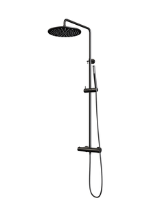 Regendouche Brauer Black Showerpipe met Thermostaat 30cm Mat Zwart