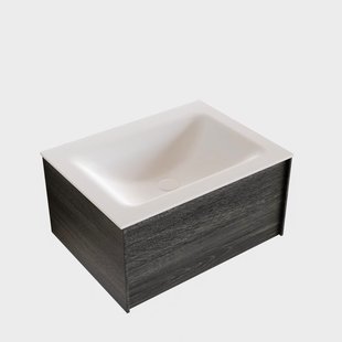 Badkamermeubel BWS Madrid Antraciet 60x45x30 cm Mat Witte Solid Surface Wastafel (1 kraangat)