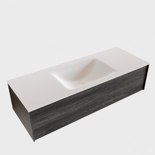 Badkamermeubel BWS Madrid Antraciet 120x45x30 cm Mat Witte Solid Surface Wastafel (0 kraangaten)