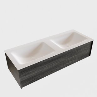 Badkamermeubel BWS Madrid Antraciet 120x45x30 cm Mat Witte Solid Surface Wastafel Dubbel (0 kraangaten)