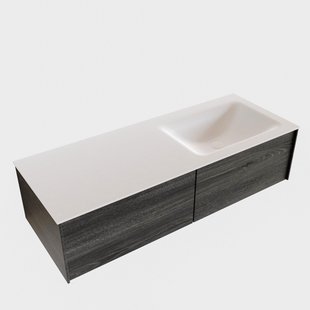 Badkamermeubel BWS Madrid Antraciet 120x45x30 cm Mat Witte Solid Surface Wastafel Rechts (2 lades, 0 kraangaten)