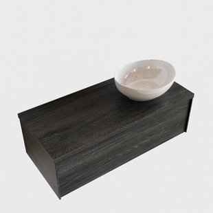 Badkamermeubel BWS Madrid Antraciet 100 cm met Topblad en Keramische Waskom Rechts (0 kraangaten)